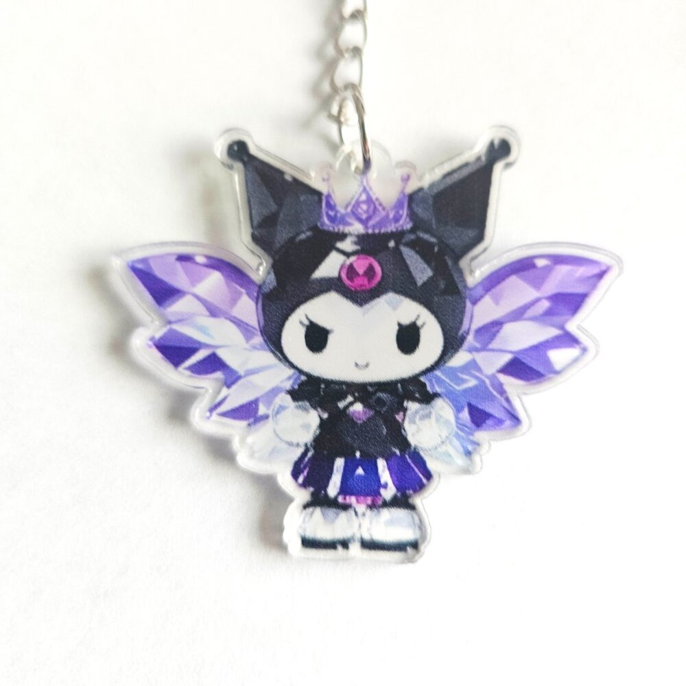 Kuromi Fairy Acrylic Keychain Purple Wings Hello Kitty Gothic Cute Bag Charm